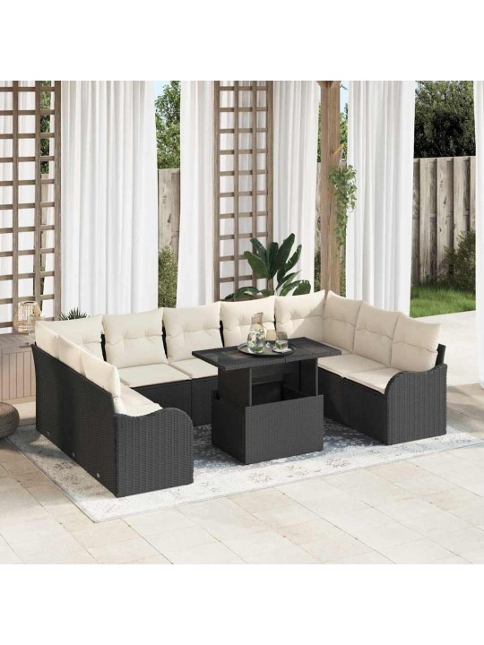 Dārza dīvānu komplekts 10 pcs melna 100 x 55 x 73 cm