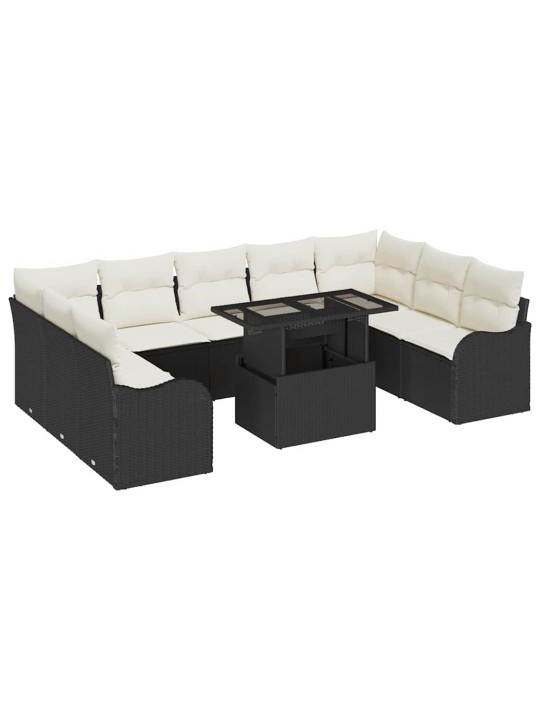 Dārza dīvānu komplekts 10 pcs melna 100 x 55 x 73 cm