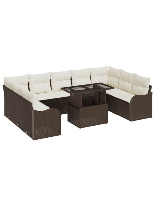 Dārza dīvānu komplekts 10 pcs brūna 100 x 55 x 73 cm