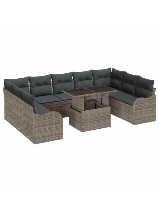 Dārza dīvānu komplekts 10 pcs pelēka 100 x 55 x 73 cm