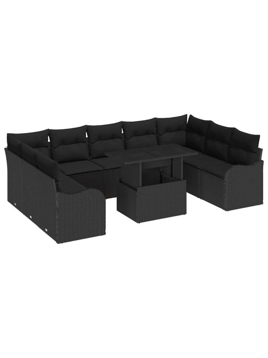 Dārza dīvānu komplekts 10 pcs melna 100 x 55 x 73 cm