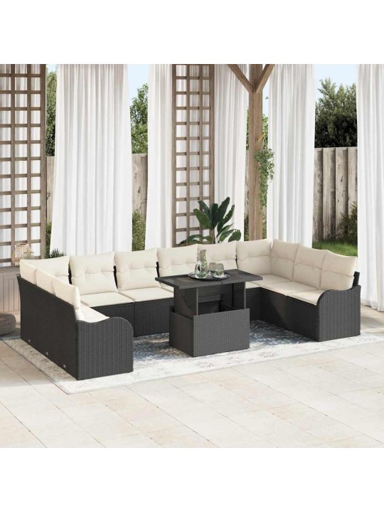 Dārza dīvānu komplekts manuāls 11 pcs melna 100 x 55 x 73 cm