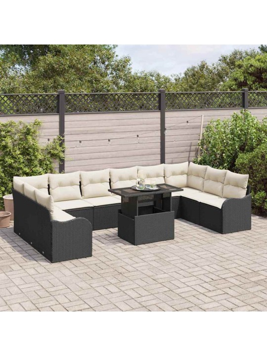 Dārza dīvānu komplekts manuāls 11 pcs melna 100 x 55 x 73 cm