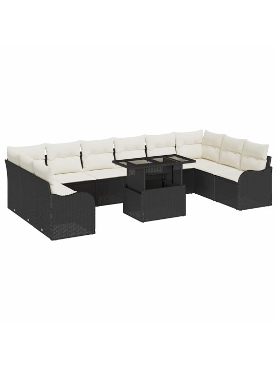 Dārza dīvānu komplekts manuāls 11 pcs melna 100 x 55 x 73 cm