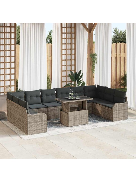Dārza dīvānu komplekts manuāls 11 pcs pelēka 100 x 55 x 73 cm