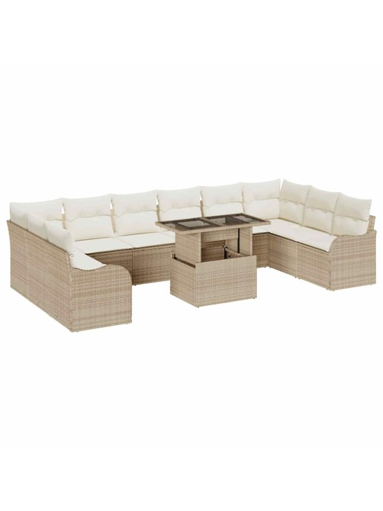 Dārza dīvānu komplekts ar spilvenu 11 pcs bēša 100 x 55 x 73 cm