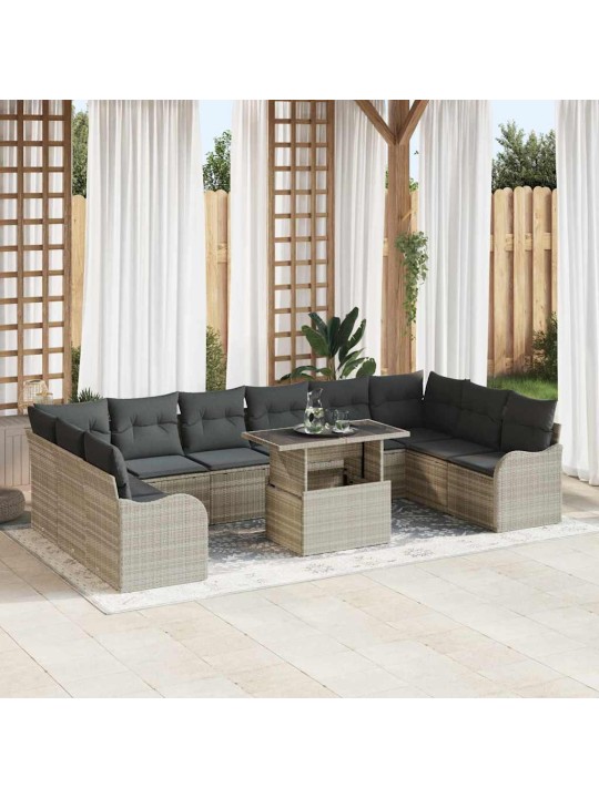 Dārza dīvānu komplekts 11 pcs gaiši pelēka 100 x 55 x 73 cm