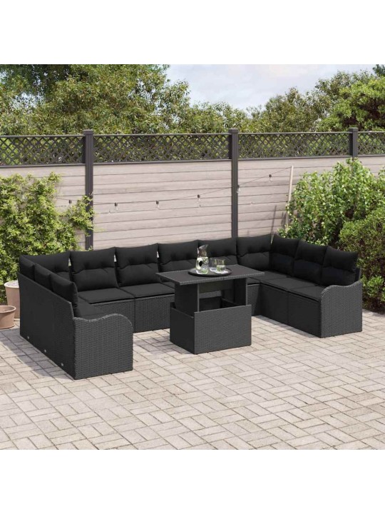 Dārza dīvānu komplekts manuāls 11 pcs melna 100 x 55 x 73 cm