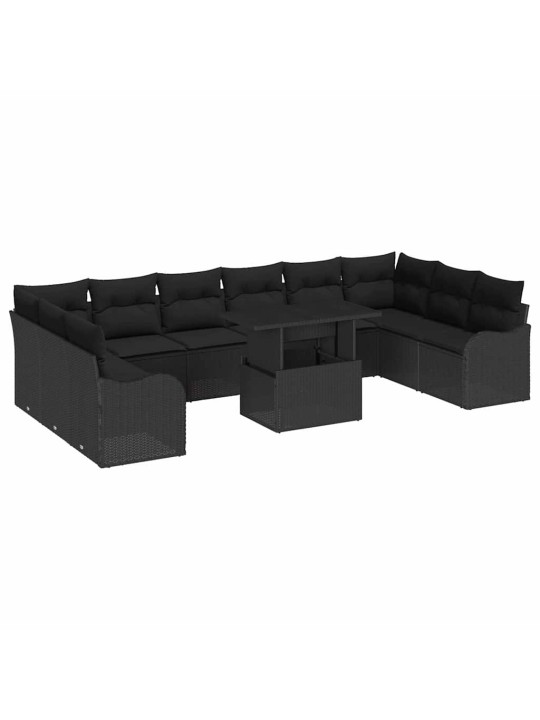 Dārza dīvānu komplekts manuāls 11 pcs melna 100 x 55 x 73 cm