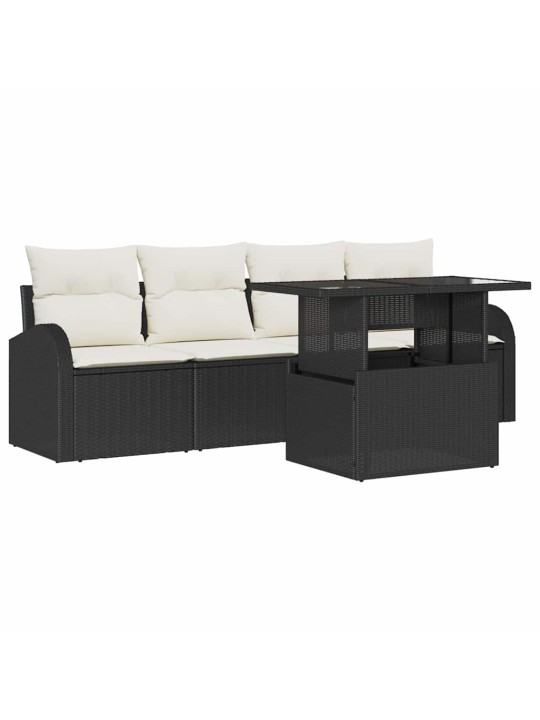 Dārza dīvānu komplekts ar spilvenu 5 pcs melna 100 x 55 x 73 cm