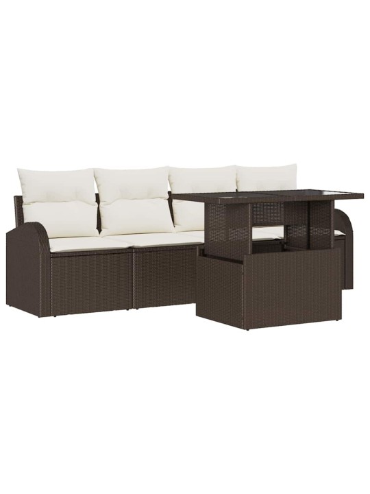 Dārza dīvānu komplekts ar spilvenu 5 pcs brūna 100 x 55 x 73 cm