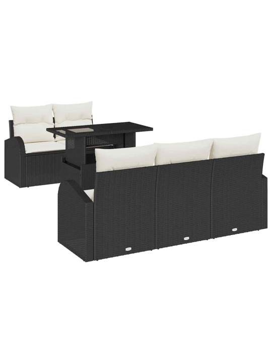 Dārza dīvānu komplekts ar spilvenu 6 pcs melna 100 x 55 x 73 cm