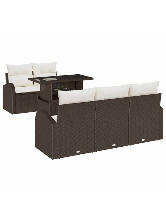 Dārza dīvānu komplekts ar spilvenu 6 pcs brūna 100 x 55 x 73 cm