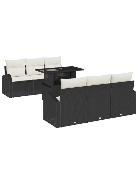 Dārza dīvānu komplekts ar spilvenu 7 pcs melna 100 x 55 x 73 cm
