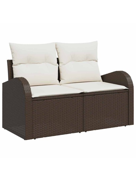 Dārza dīvānu komplekts ar spilvenu 7 pcs brūna 100 x 55 x 73 cm