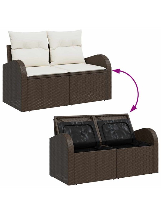 Dārza dīvānu komplekts ar spilvenu 7 pcs brūna 100 x 55 x 73 cm