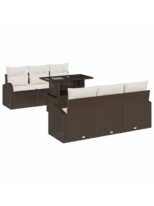 Dārza dīvānu komplekts ar spilvenu 7 pcs brūna 100 x 55 x 73 cm
