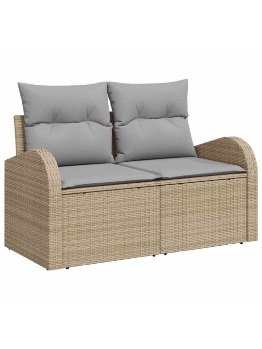 Dārza dīvānu komplekts ar spilvenu 7 pcs bēša 100 x 55 x 73 cm