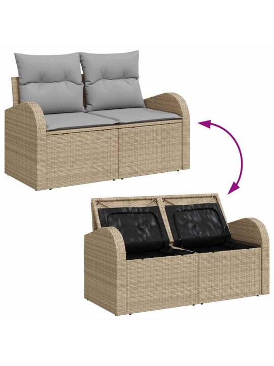 Dārza dīvānu komplekts ar spilvenu 7 pcs bēša 100 x 55 x 73 cm