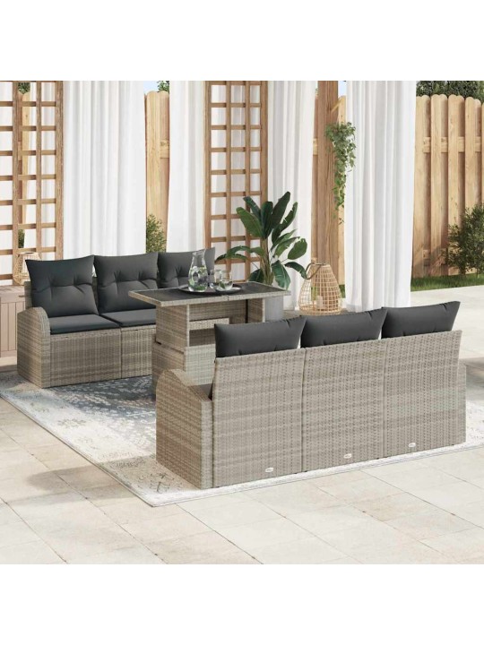 Dārza dīvānu komplekts 7 pcs gaiši pelēka 100 x 55 x 73 cm
