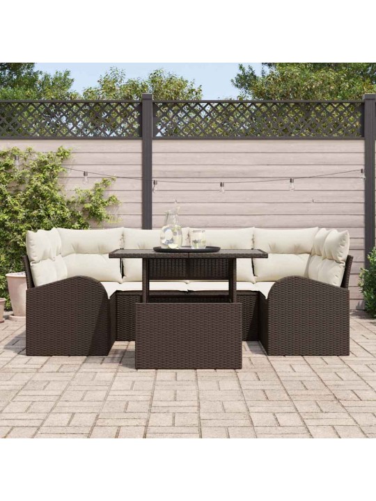 Dārza dīvānu komplekts ar spilvenu 7 pcs brūna 100 x 55 x 73 cm