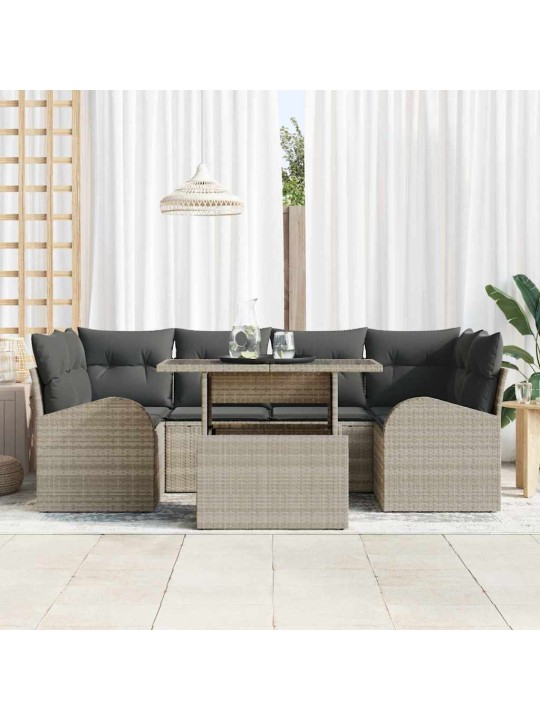 Dārza dīvānu komplekts 7 pcs gaiši pelēka 100 x 55 x 73 cm