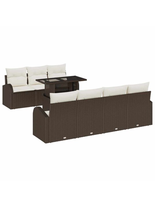 Dārza dīvānu komplekts ar spilvenu 8 pcs brūna 100 x 55 x 73 cm