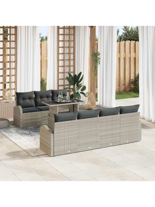 Dārza dīvānu komplekts 8 pcs gaiši pelēka 100 x 55 x 73 cm