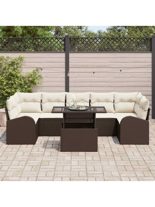 Dārza dīvānu komplekts ar spilvenu 8 pcs brūna 100 x 55 x 73 cm