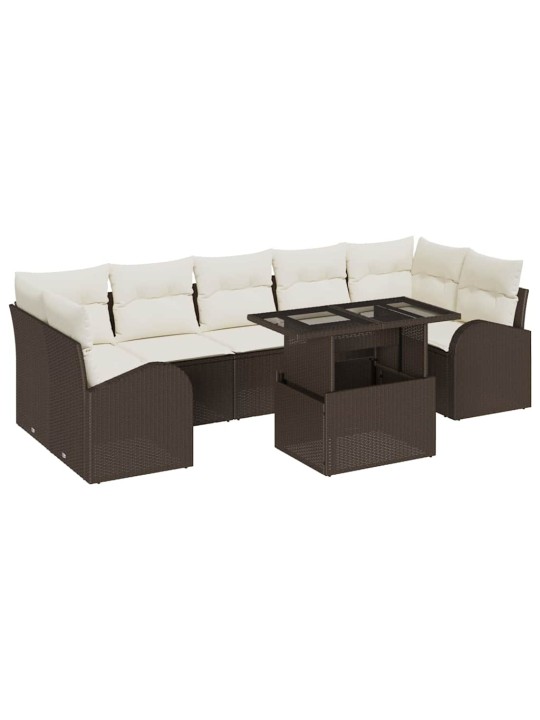 Dārza dīvānu komplekts ar spilvenu 8 pcs brūna 100 x 55 x 73 cm
