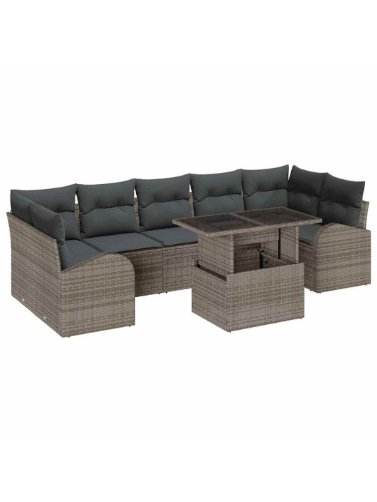 Dārza dīvānu komplekts manuāls 8 pcs pelēka 100 x 55 x 73 cm