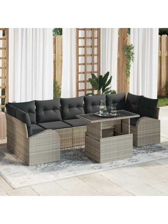Dārza dīvānu komplekts 8 pcs gaiši pelēka 100 x 55 x 73 cm
