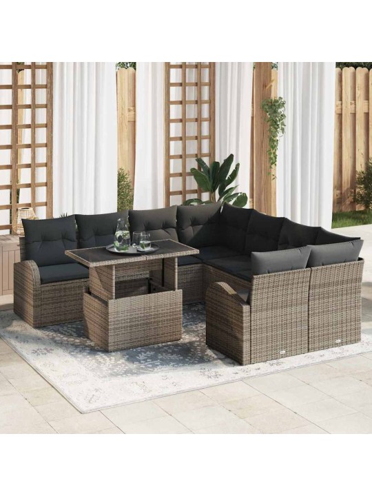 Dārza dīvānu komplekts manuāls 9 pcs pelēka 100 x 55 x 73 cm