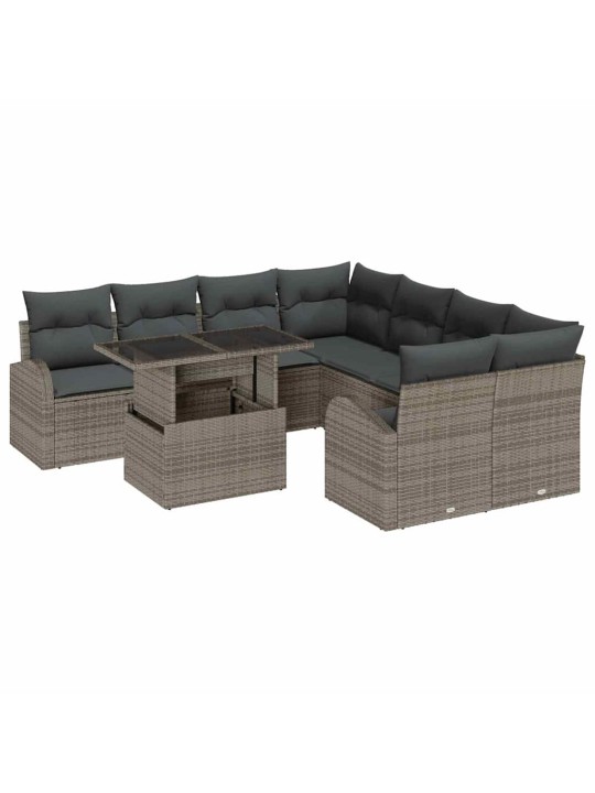 Dārza dīvānu komplekts manuāls 9 pcs pelēka 100 x 55 x 73 cm