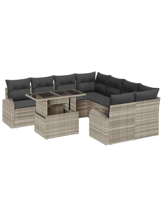 Dārza dīvānu komplekts 9 pcs gaiši pelēka 100 x 55 x 73 cm