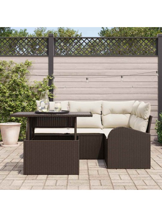 Dārza dīvānu komplekts ar spilvenu 5 pcs brūna 100 x 55 x 73 cm