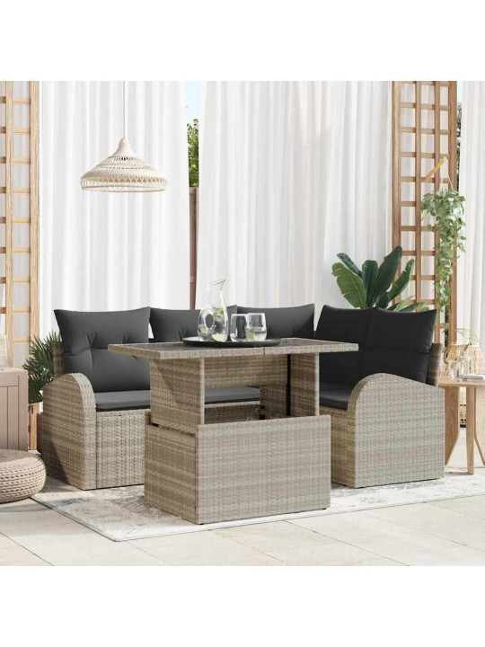 Dārza dīvānu komplekts 5 pcs gaiši pelēka 100 x 55 x 73 cm