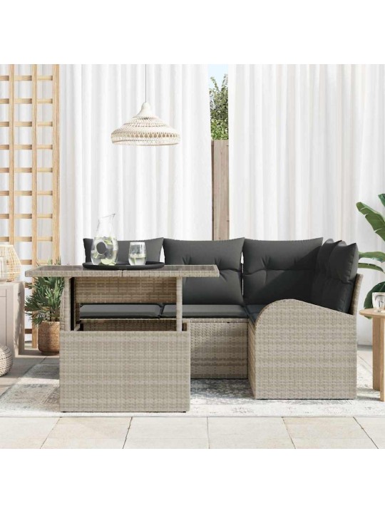 Dārza dīvānu komplekts 5 pcs gaiši pelēka 100 x 55 x 73 cm