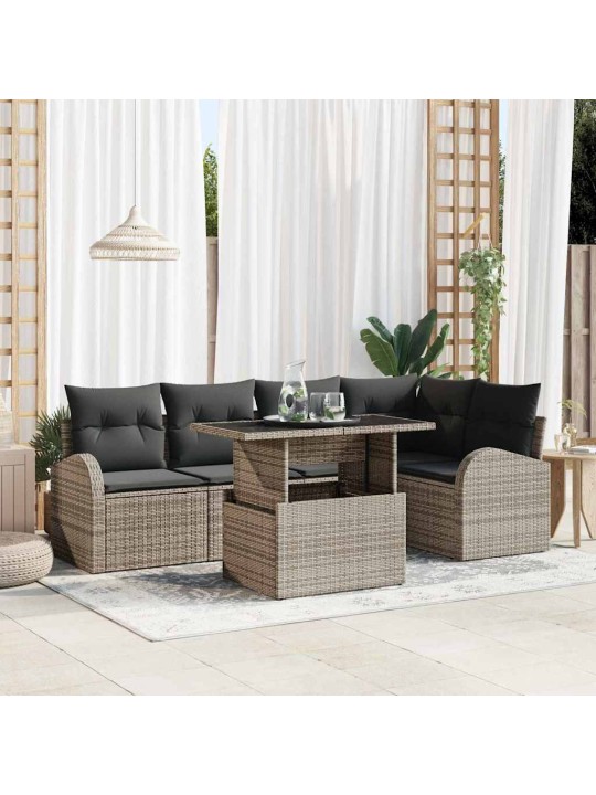 Dārza dīvānu komplekts manuāls 6 pcs pelēka 100 x 55 x 73 cm