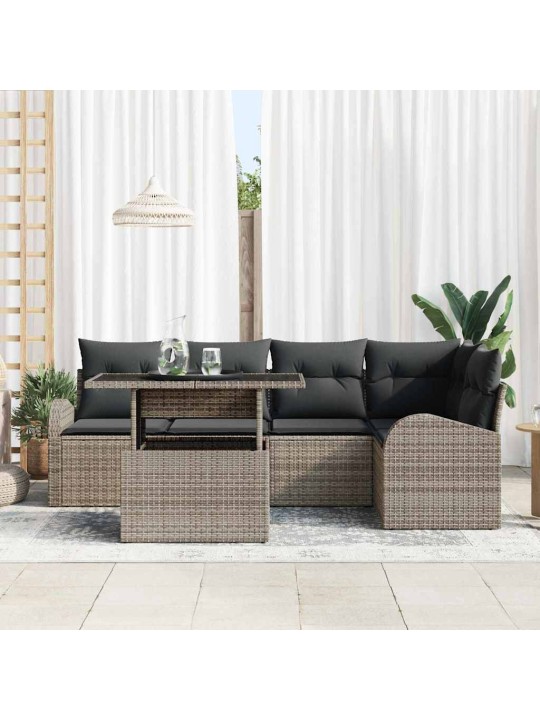 Dārza dīvānu komplekts manuāls 6 pcs pelēka 100 x 55 x 73 cm