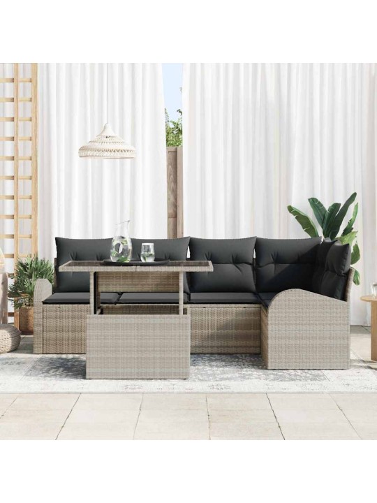 Dārza dīvānu komplekts 6 pcs gaiši pelēka 100 x 55 x 73 cm