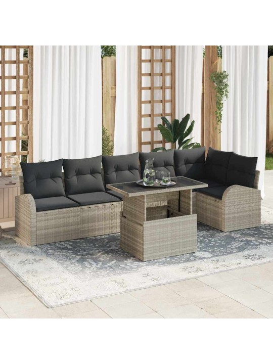 Dārza dīvānu komplekts 7 pcs gaiši pelēka 100 x 55 x 73 cm