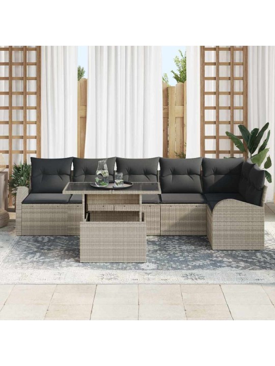 Dārza dīvānu komplekts 7 pcs gaiši pelēka 100 x 55 x 73 cm