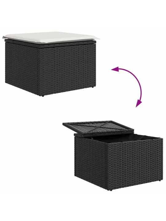 Dārza dīvānu komplekts 7 pcs melna poliūtu rotangpalma