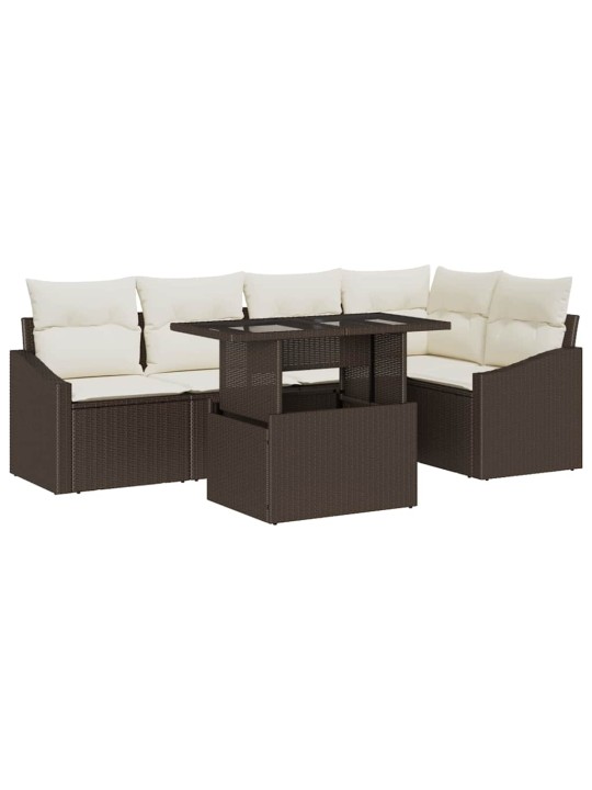Dārza dīvānu komplekts 6 pcs brūns un krēma 100 x 55 x 73 cm