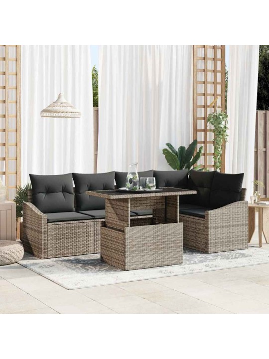 Dārza dīvānu komplekts 6 pcs pelēka 100 x 55 x 73 cm