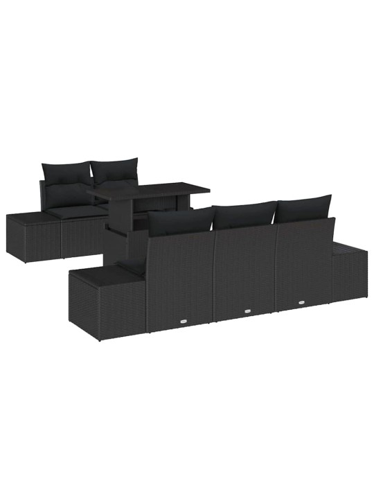 Dārza dīvānu komplekts ar spilvenu 6 pcs melna 100 x 55 x 73 cm