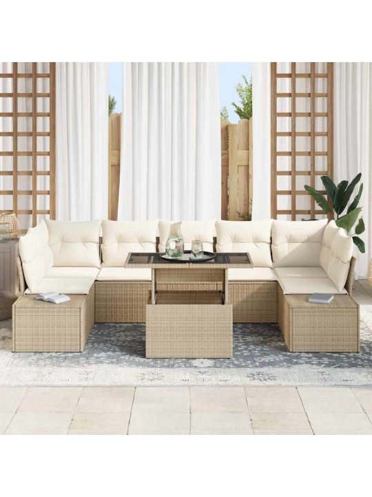 Dārza dīvānu komplekts 8 pcs bēšs un krēms 100 x 55 x 73 cm