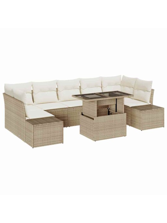 Dārza dīvānu komplekts 8 pcs bēšs un krēms 100 x 55 x 73 cm