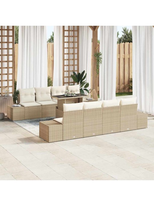 Dārza dīvānu komplekts 7 pcs bēšs un krēms 100 x 55 x 73 cm